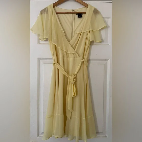 Dkny | Dresses | Y2k Pastel Yellow Wrap Dress With Ruffles | Poshmark